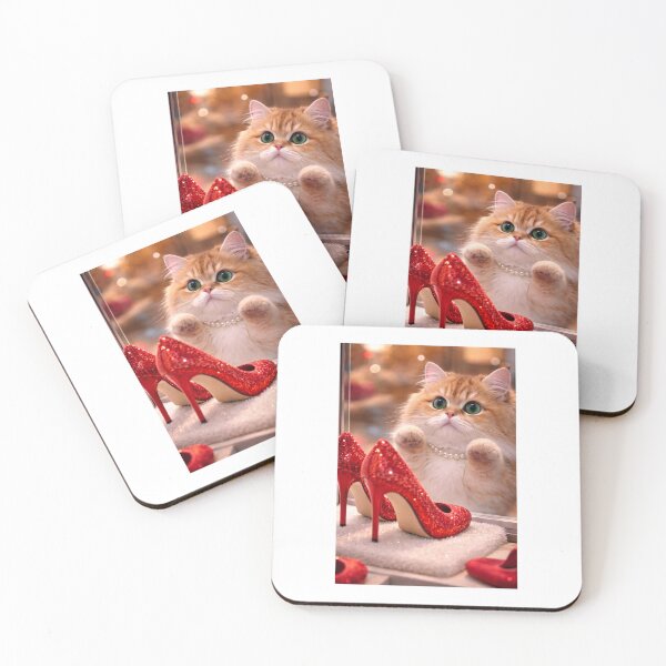 Item preview, Cat Dreaming of Red Glitter Heels designed and sold by LovelyCatGalaxy.