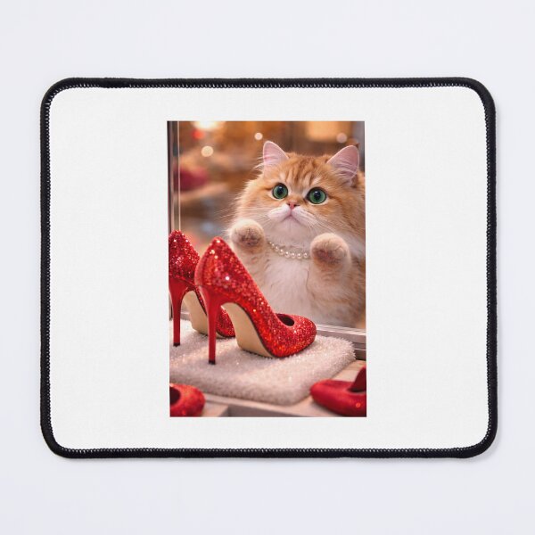 Item preview, Cat Dreaming of Red Glitter Heels designed and sold by LovelyCatGalaxy.