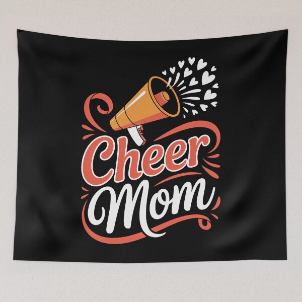 Item preview, Orange Coquette Pom Poms Bow Cheer Mom Mama Cheerleading designed and sold by EllenJast.