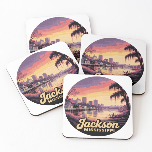 Item preview, Jackson Mississippi: Sunset Skyline River Illustration designed and sold by CircinusStore.