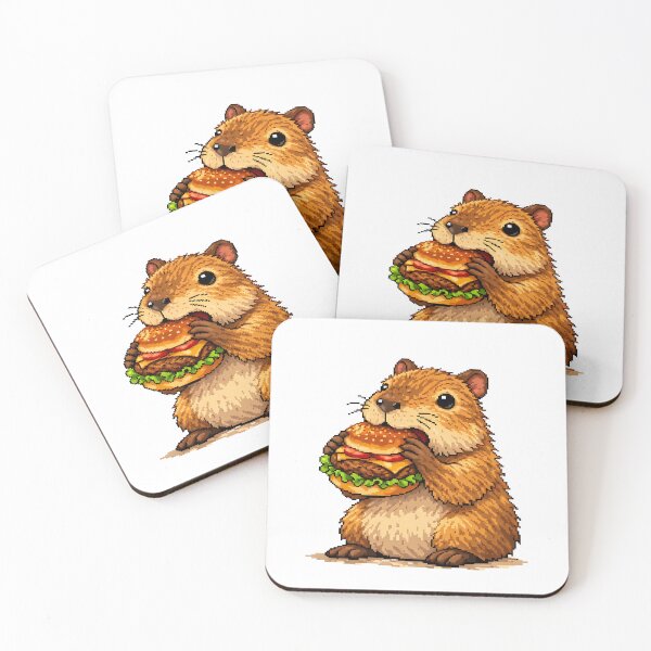 Item preview, Capybara Eating Burger -  Pixel Art designed and sold by Simmetrika.