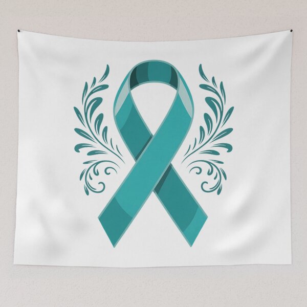 Item preview, Ovarian Cancer Awareness Ribbon Teal Carcinoma Gynecology designed and sold by EllenJast.