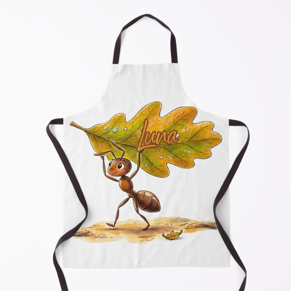 Item preview, Cute Ant Carrying Oak Leaf – Personalized Name Luna Watercolor Art designed and sold by MBBialyPiksel.