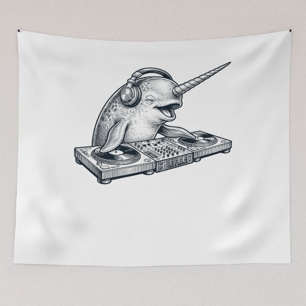 Item preview, Vintage Retro Narwhal DJ Animal Music Lover designed and sold by TerryConnells.