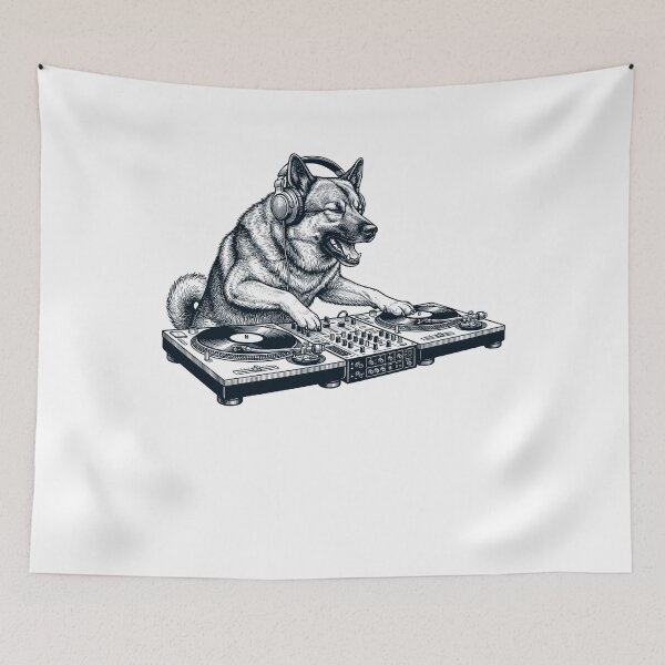 Item preview, Vintage Retro Norwegian Elkhound DJ Dog Mom Dad Music Lover designed and sold by TerryConnells.