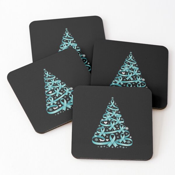 Item preview, ovarian cancer awareness Christmas tree teal ribbon designed and sold by EllenJast.