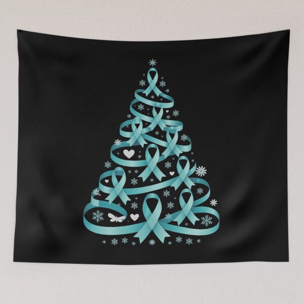 Item preview, ovarian cancer awareness Christmas tree teal ribbon designed and sold by EllenJast.