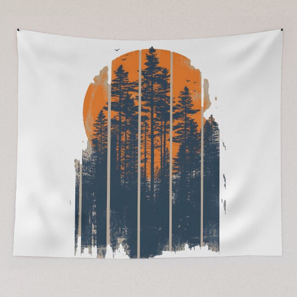 Item preview, Sunset Forest Silhouette – Vintage Nature Landscape designed and sold by Artania21.