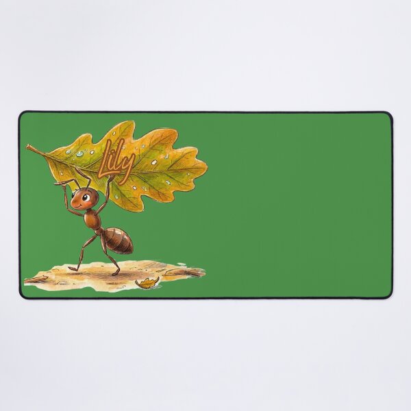 Item preview, Cute Ant Carrying Oak Leaf – Personalized Name Lily Watercolor Art designed and sold by MBBialyPiksel.