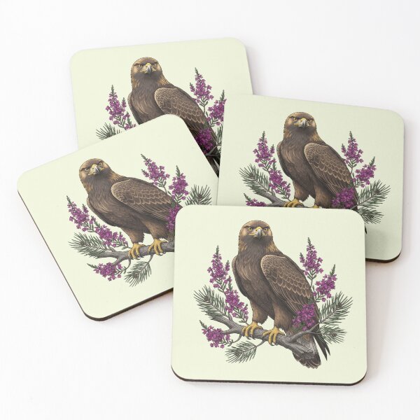Item preview, Golden Eagle Perched on Branch with Fireweed and Pine designed and sold by BirdsnStuff.