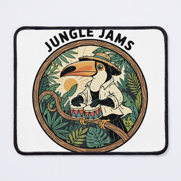 Item preview, Toucan Jungle Jams Bongo Drummer Retro designed and sold by PixelStudioBe.