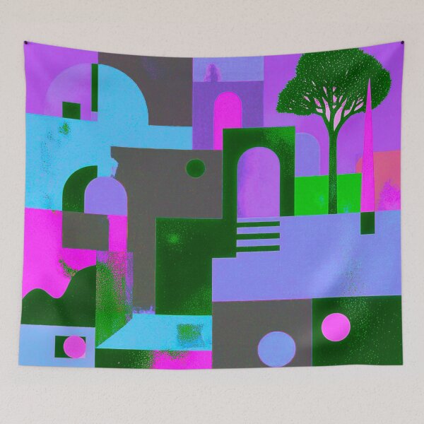 Item preview, Geometric Floral Landscape / Abstract Architectural Nature designed and sold by joycrysstudio.