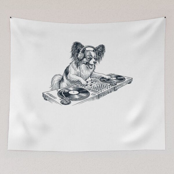 Item preview, Vintage Retro Papillon DJ Dog Mom Dad Music Lover designed and sold by TerryConnells.