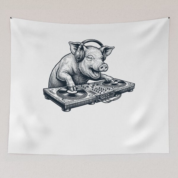 Item preview, Vintage Retro Pig DJ Animal Music Lover designed and sold by TerryConnells.