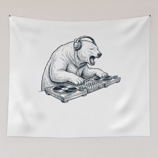 Item preview, Vintage Retro Polar Bear DJ Animal Music Lover designed and sold by TerryConnells.