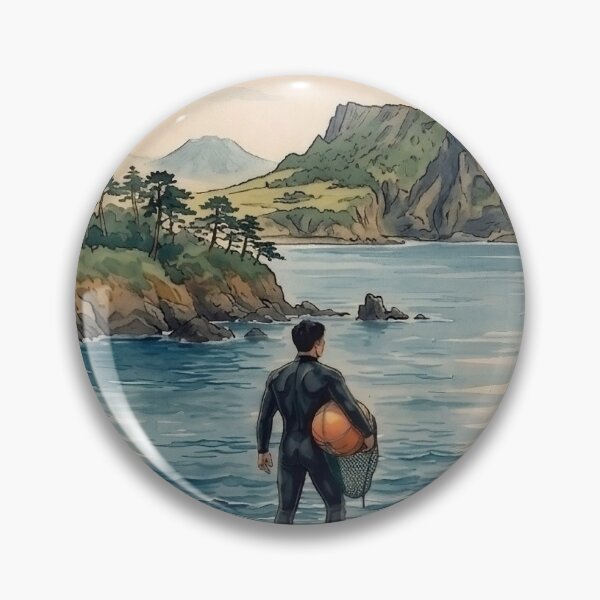 Item preview, The Calm of Seongsan: Haenam Divers in a Vintage Seascape  designed and sold by KOREA-HAENAM.