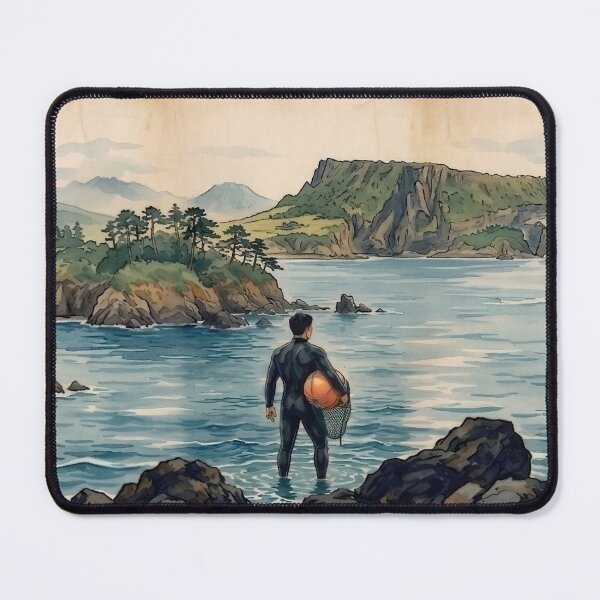 Item preview, The Calm of Seongsan: Haenam Divers in a Vintage Seascape designed and sold by KOREA-HAENAM.