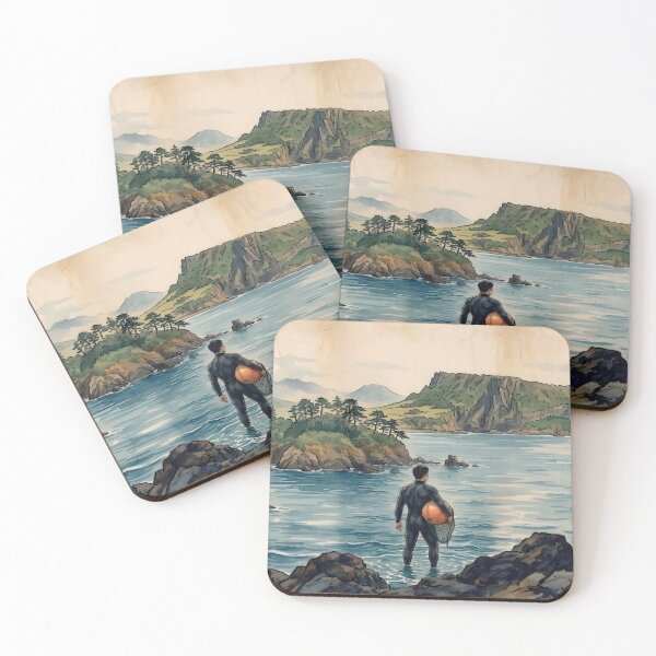 Item preview, The Calm of Seongsan: Haenam Divers in a Vintage Seascape  designed and sold by KOREA-HAENAM.