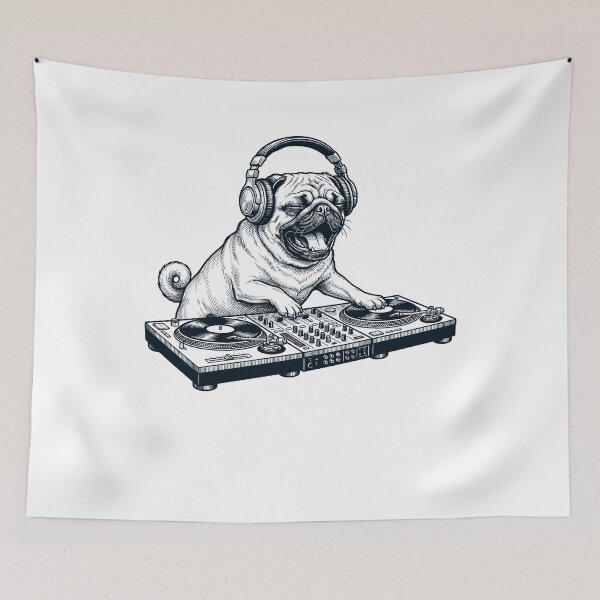 Item preview, Vintage Retro Pug DJ Dog Mom Dad Music Lover designed and sold by TerryConnells.