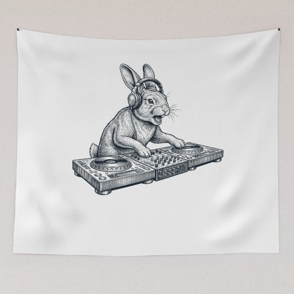 Item preview, Vintage Retro Rabbit DJ Animal Music Lover designed and sold by TerryConnells.