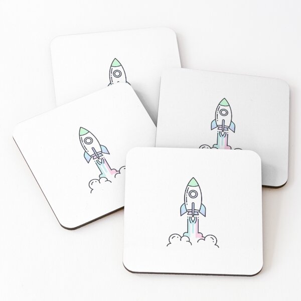 Item preview, A rocket ship soaring through a starry night sky with a trail of flames designed and sold by VerizalShop.