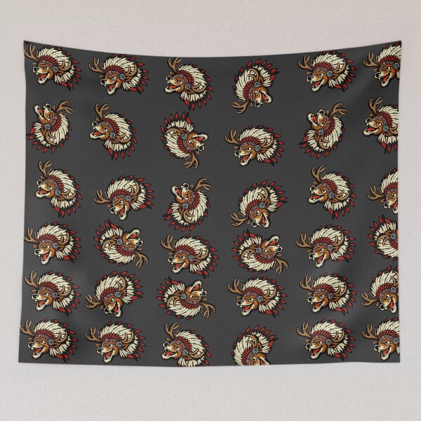Item preview, Rain Deer Logo Pattern – Funny Reindeer Head Repeat Design designed and sold by AuraloomAtelier.
