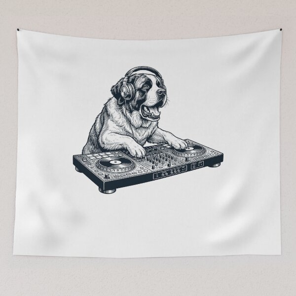 Item preview, Vintage Retro Saint Bernard DJ Dog Mom Dad Music Lover designed and sold by TerryConnells.
