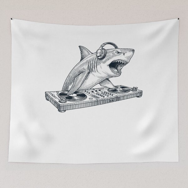 Item preview, Vintage Retro Shark DJ Animal Music Lover designed and sold by TerryConnells.