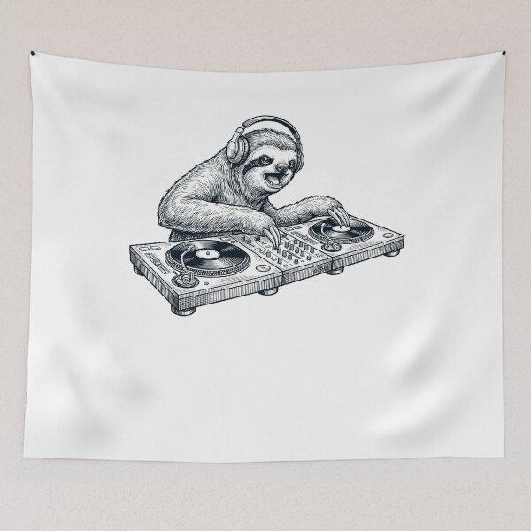 Item preview, Vintage Retro Sloth DJ Animal Music Lover designed and sold by TerryConnells.
