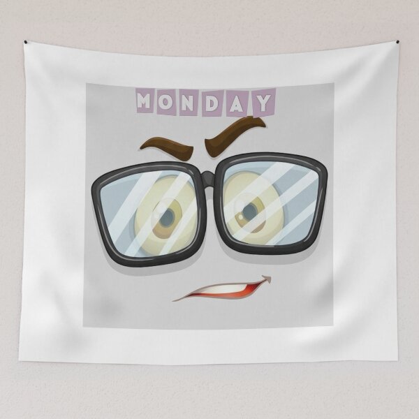 Item preview, Funny Monday Mood Face with Glasses – Tired Office Humor Design designed and sold by RushVibeWear.