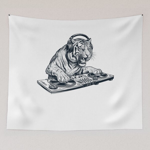 Item preview, Vintage Retro Tiger DJ Animal Music Lover designed and sold by TerryConnells.