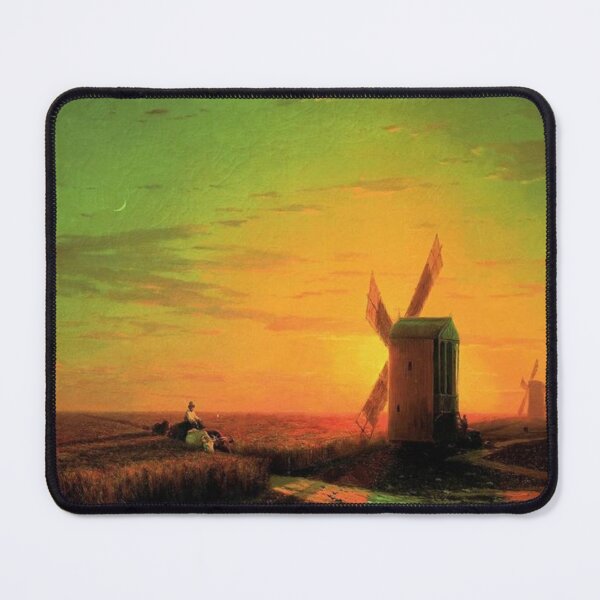 Item preview, Windmills in the Ukrainian steppe at sunset designed and sold by SharonTheFirst.