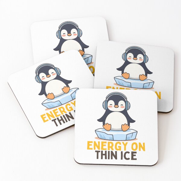 Item preview, Energy On Thin Ice Kawaii Penguin designed and sold by PunTeestic.