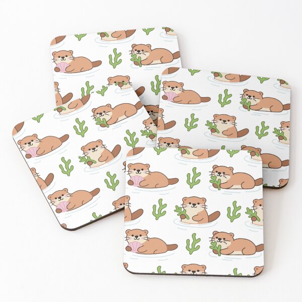 Item preview, Cute Otters with Seaweed and Shells Seamless Pattern designed and sold by MJ ART.