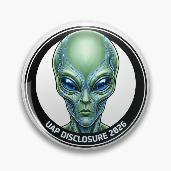 Item preview, UAP Disclosure 2026 Cyber Alien Badge Sticker designed and sold by octozap.