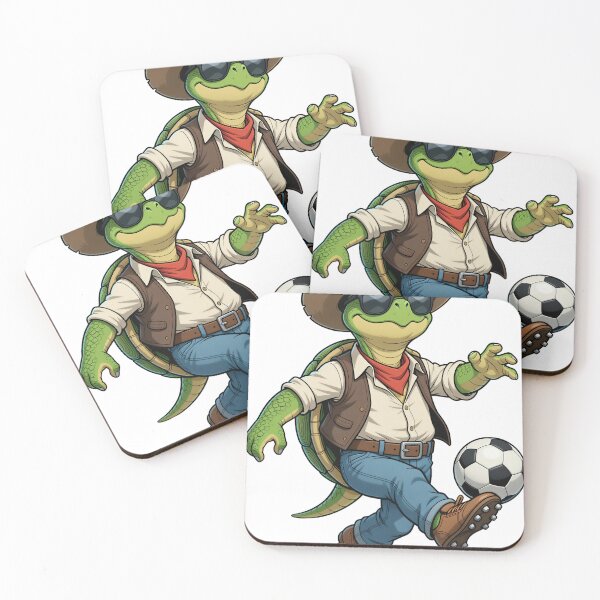 Item preview, Cowboy Turtle Soccer Star - Western Reptile Playing Football designed and sold by Threadnovax.