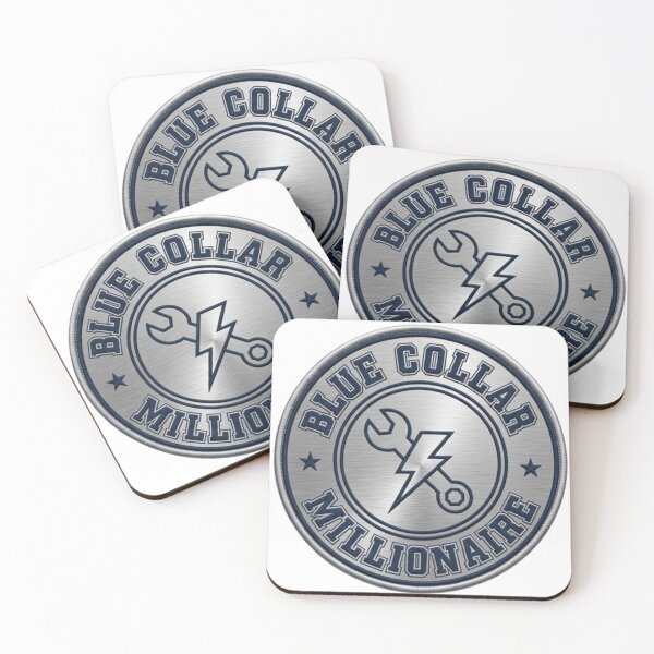 Item preview, Blue Collar Millionaire - Premium Brushed Silver Industrial Trades Emblem designed and sold by Psychlee Best Finds.