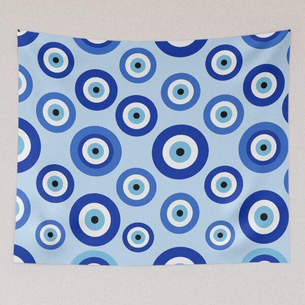 Item preview, Blue Evil Eye Amulet Pattern - Protective Nazar Spirit Art designed and sold by Far Out Goods.