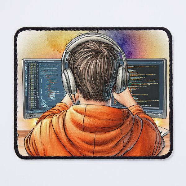 Item preview, Coding Mode On – Programmer at Work, Software Developer Life, Debugging Code Aesthetic, Tech Geek Illustration designed and sold by ChenEngEng.