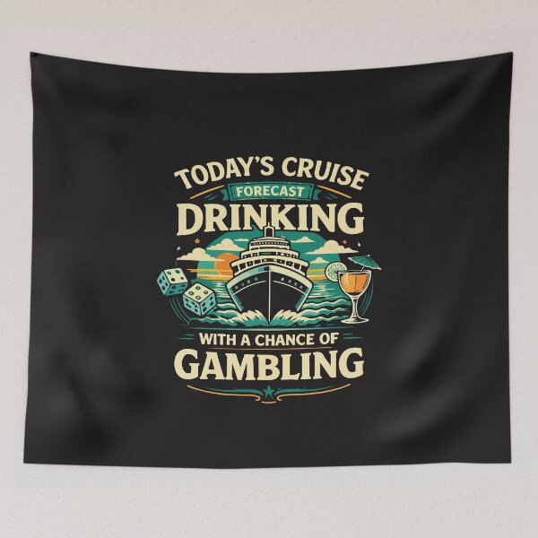 Item preview, Cruise Drinking Forecast Funny Vacation Drinking With A Chance of Gambling Design designed and sold by kiralynstration.