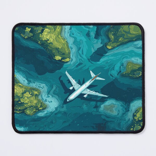 Item preview, Airplane Flying Over Ocean Islands Aerial View designed and sold by NicolasGlowArt.