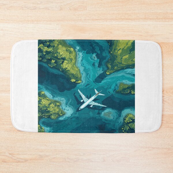 Item preview, Airplane Flying Over Ocean Islands Aerial View designed and sold by NicolasGlowArt.