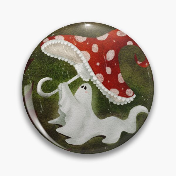 Item preview, Spooky Ghost holding a mushroom designed and sold by natinart.