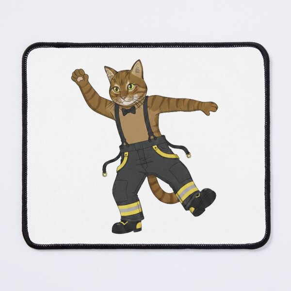 Item preview, Dancing Brown Tabby Cat Firefighter in Bow Tie designed and sold by octozap.