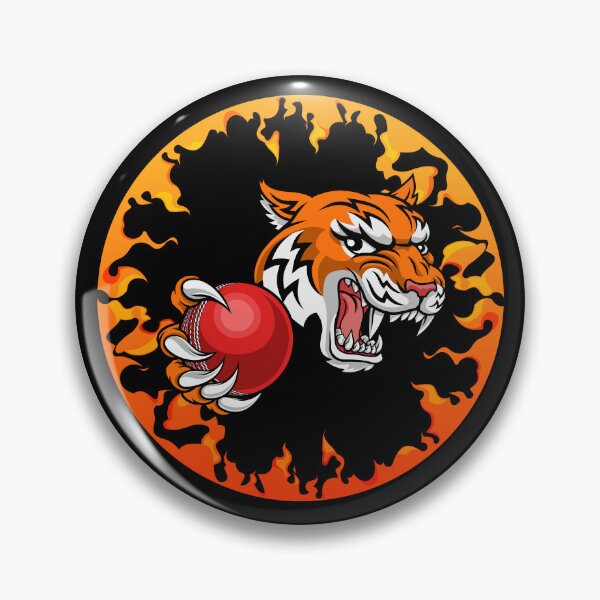 Item preview, Brave Tiger Cricket Mascot Flame Logo designed and sold by LoudVictory.