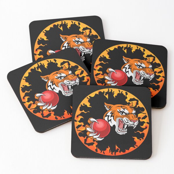 Item preview, Brave Tiger Cricket Mascot Flame Logo designed and sold by LoudVictory.