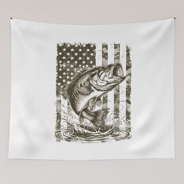 Item preview, Bass Fishing American Flag Camo Patriotic Fisherman Vintage Design designed and sold by kiralynstration.
