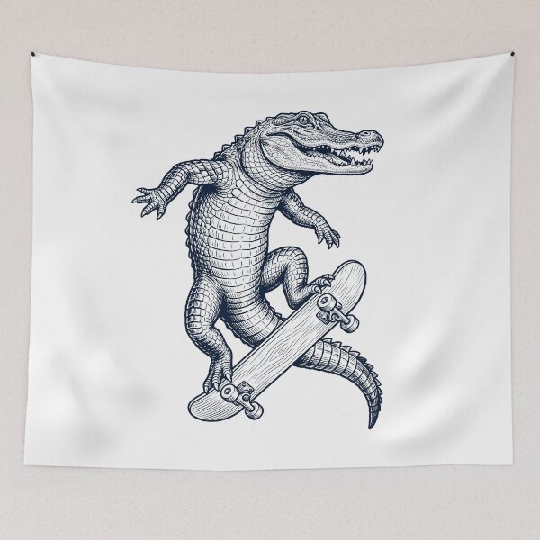 Item preview, Vintage Alligator Skateboarding Skate Animal Lover designed and sold by DoodleTortle.