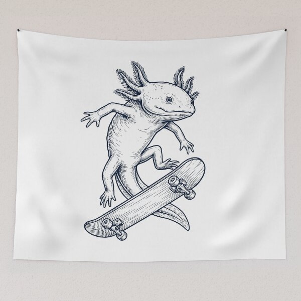 Artikelvorschau, Vintager Axolotl Skateboarding Skate Tierliebhaber entworfen und verkauft von DoodleTortle.