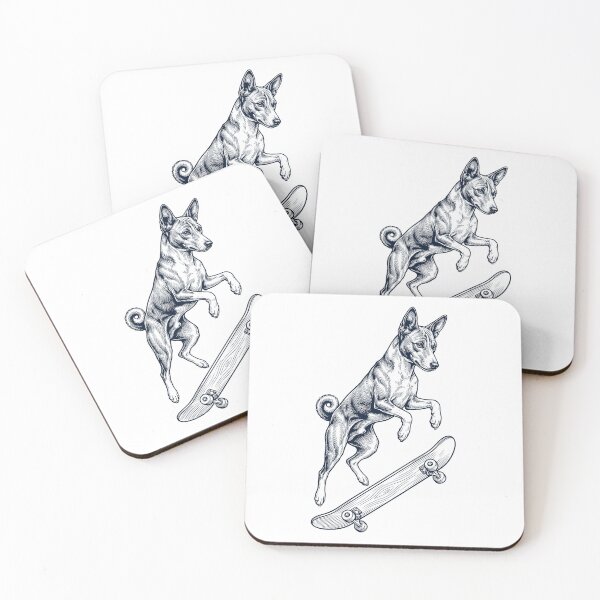 Item preview, Vintage Basenji Skateboarding Skate Dog Dad Lover designed and sold by DoodleTortle.